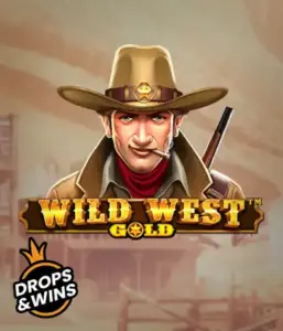  Encounter the rugged sheriff of "Wild West Gold," a popular slot game by Pragmatic Play. The visual features a determined sheriff with a golden star badge, set against a dusty Old West town backdrop. The game's title is boldly featured in a classic font, complementing the Wild West adventure theme. 